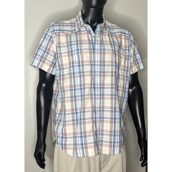 Lucky Brand Other - Lucky Brand Pearl Snap Shirt Mens XL Blue Plaid Short Sleeve Western Cowboy Cut